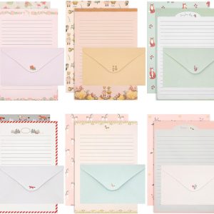 54 PCS Stationery Set with Envelopes,36 Writing Paper+18 Envelopes,Cute Lined Stationery Paper for Writing Letters Invitations Poem Office School Supplies